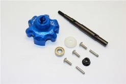 GPM Racing Blue Aluminum Transmission Cush Drive Eliminator & Input Shaft For X-Maxx 6S & 8S
