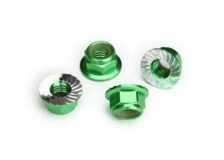 Traxxas UDR Green Aluminum 5mm Flanged Serrated Nylon Locking Nuts (4)