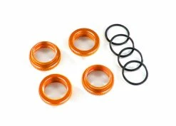 Traxxas GT-Maxx Shocks Orange Aluminum Spring Retainer Adjusters (4) Assembled With O-Rings