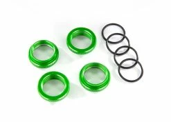 Traxxas GT-Maxx Shocks Green Aluminum Spring Retainer Adjusters (4) Assembled With O-Rings