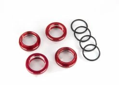 Traxxas GT-Maxx Shocks Red Aluminum Spring Retainer Adjusters (4) Assembled With O-Rings